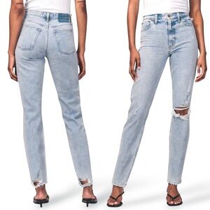 Abercrombie High Rise Mom Jean Distressed Light Destroy Wash